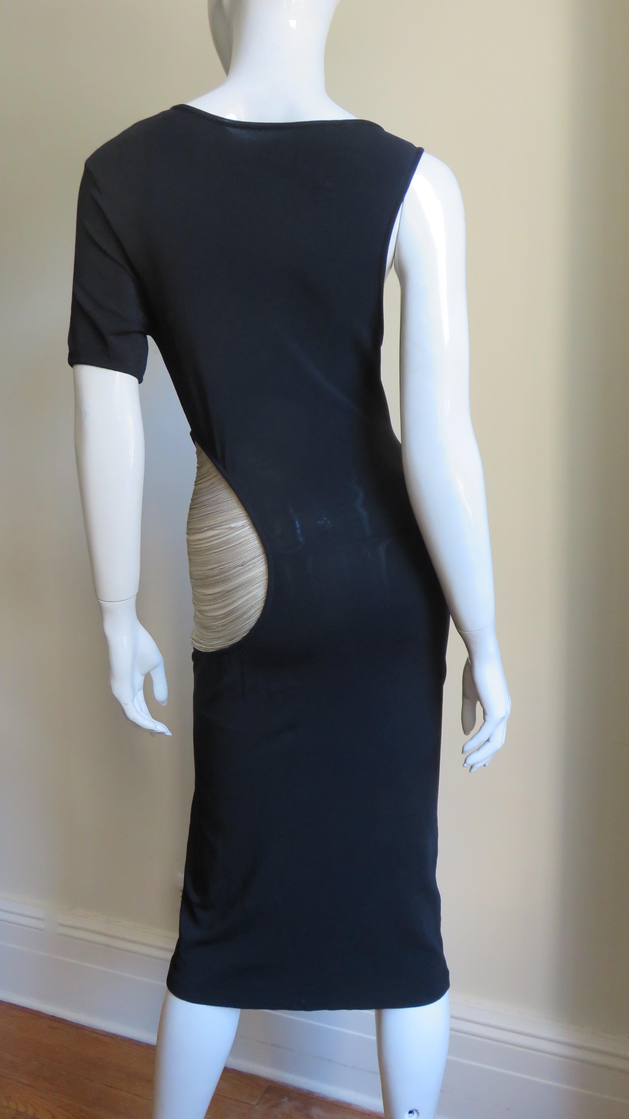 Alexander McQueen Asymmetric Dress with Chain Cut out For Sale 4