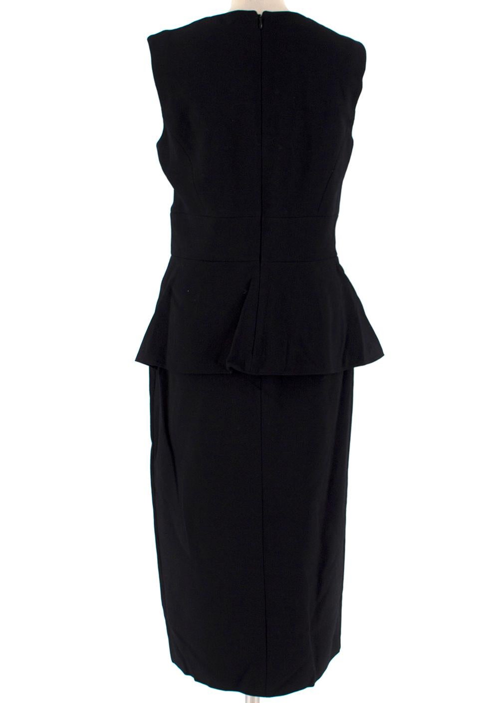 Black Alexander Mcqueen Asymmetric Peplum Crepe Dress - Size US 8 For Sale