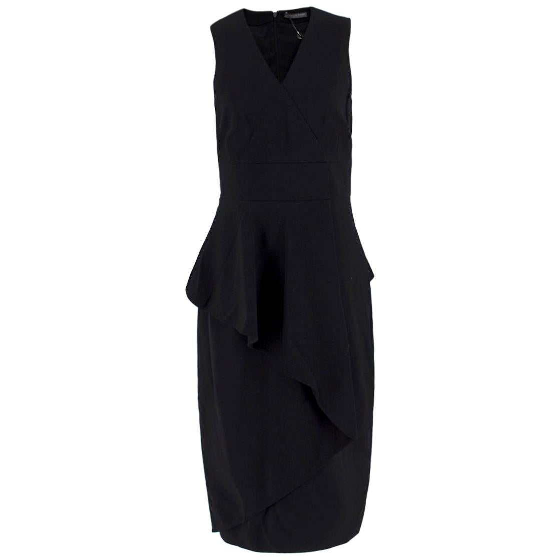 Alexander Mcqueen Asymmetric Peplum Crepe Dress - Size US 8 For Sale