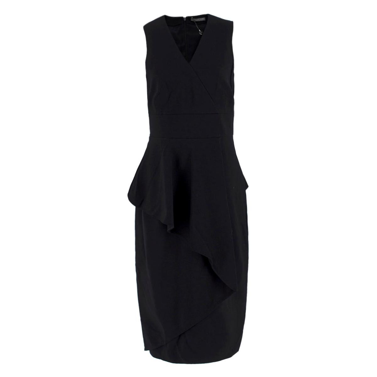 Alexander Mcqueen Asymmetric Peplum Crepe Dress - Size US 8 For Sale