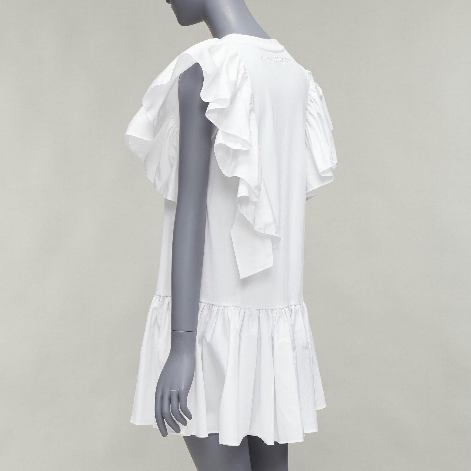 ALEXANDER MCQUEEN asymmetric ruffle sleeve drop waist flared dress IT36 XXS For Sale 2