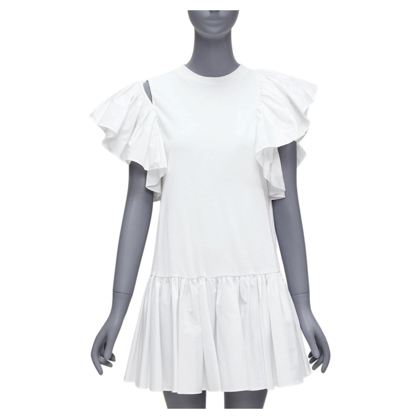 ALEXANDER MCQUEEN Robe évasée asymétrique à manches volantées et taille tombante IT36 XXS en vente