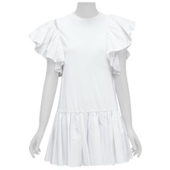 ALEXANDER MCQUEEN Robe évasée asymétrique à manches volantées et taille tombante IT36 XXS