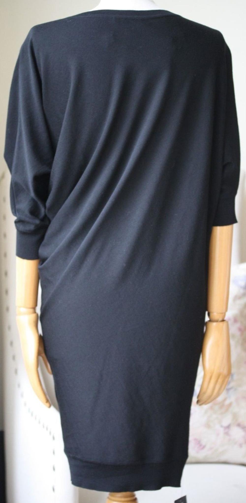 Black Alexander McQueen Asymmetric Wool Sweater Mini Dress 
