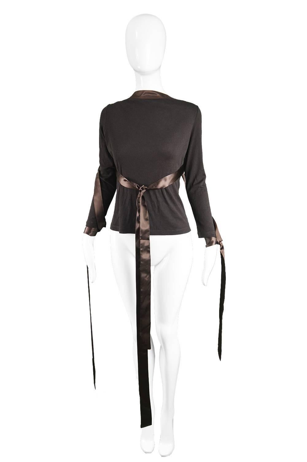 Black Alexander Mcqueen A/W 2000 'Eshu' Satin Ribbon & Cotton Jersey Bondage Top