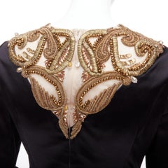 ALEXANDER MCQUEEN AW2010 Angels Demons black gold bead structural dress IT40 S