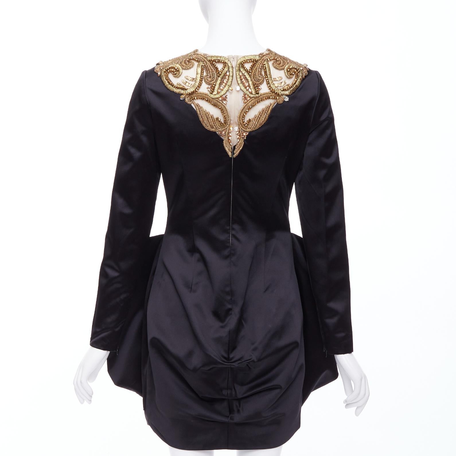 Women's ALEXANDER MCQUEEN AW2010 Angels Demons black gold bead structural dress IT40 S For Sale