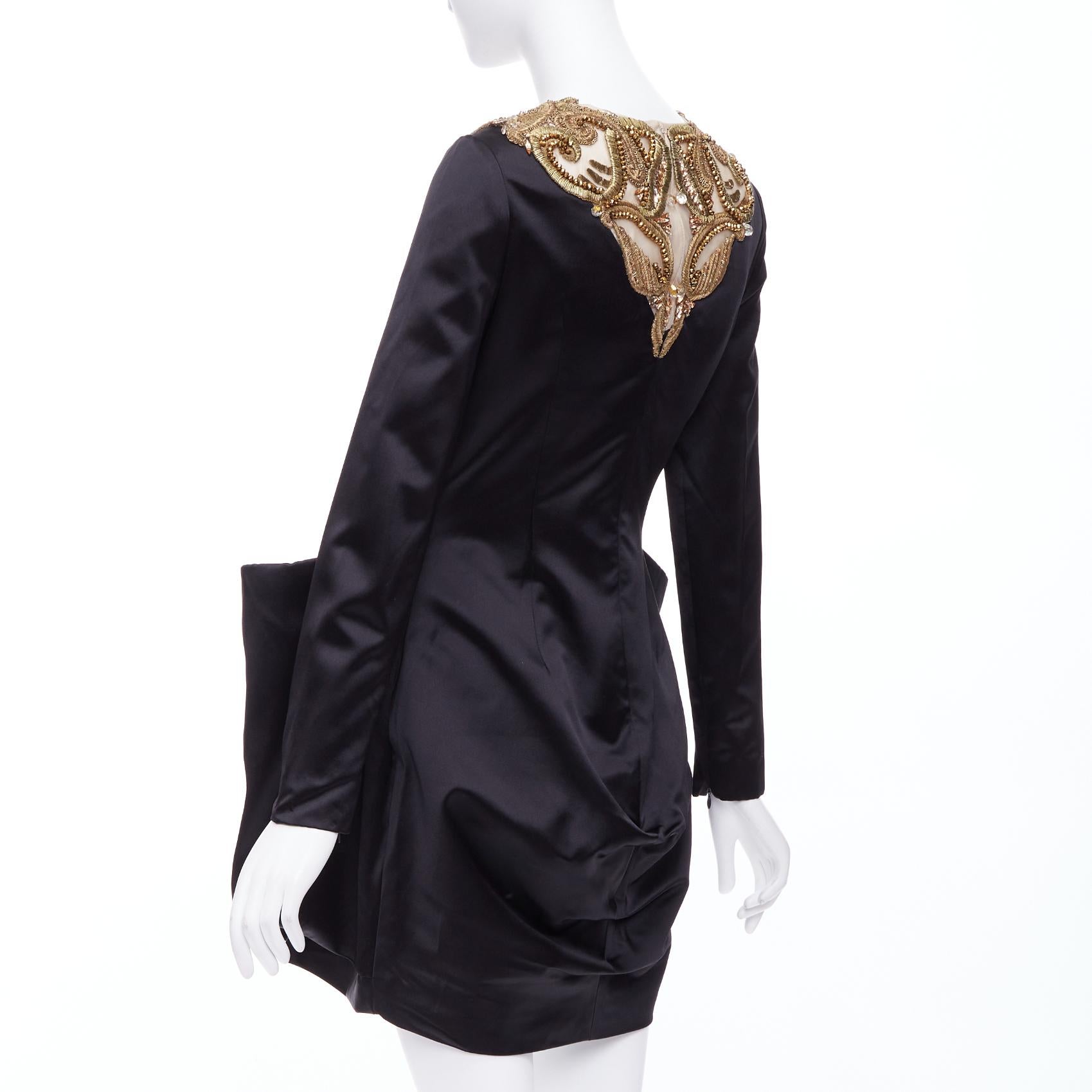 ALEXANDER MCQUEEN AW2010 Angels Demons black gold bead structural dress IT40 S For Sale 1