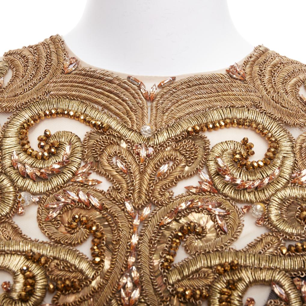 ALEXANDER MCQUEEN AW2010 Angels Demons black gold bead structural dress IT40 S For Sale 2