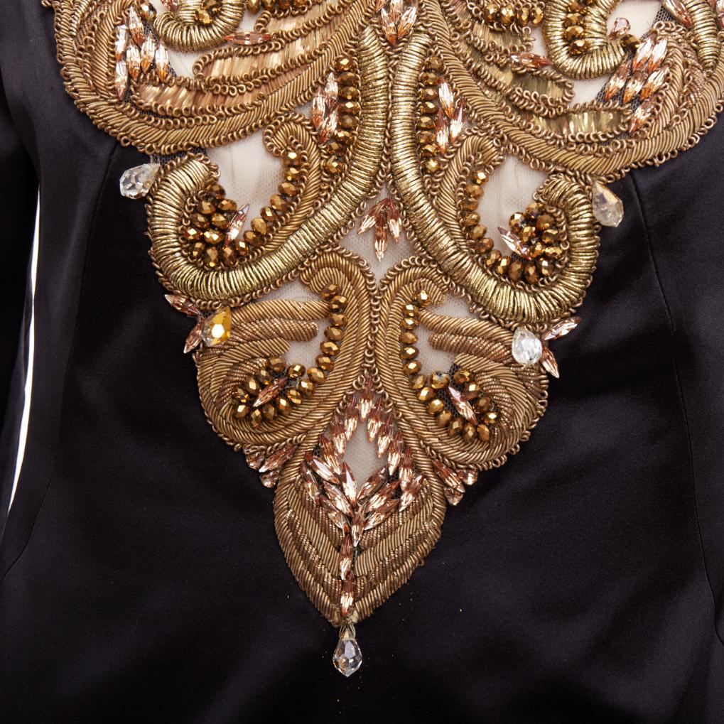 ALEXANDER MCQUEEN AW2010 Angels Demons black gold bead structural dress IT40 S For Sale 3