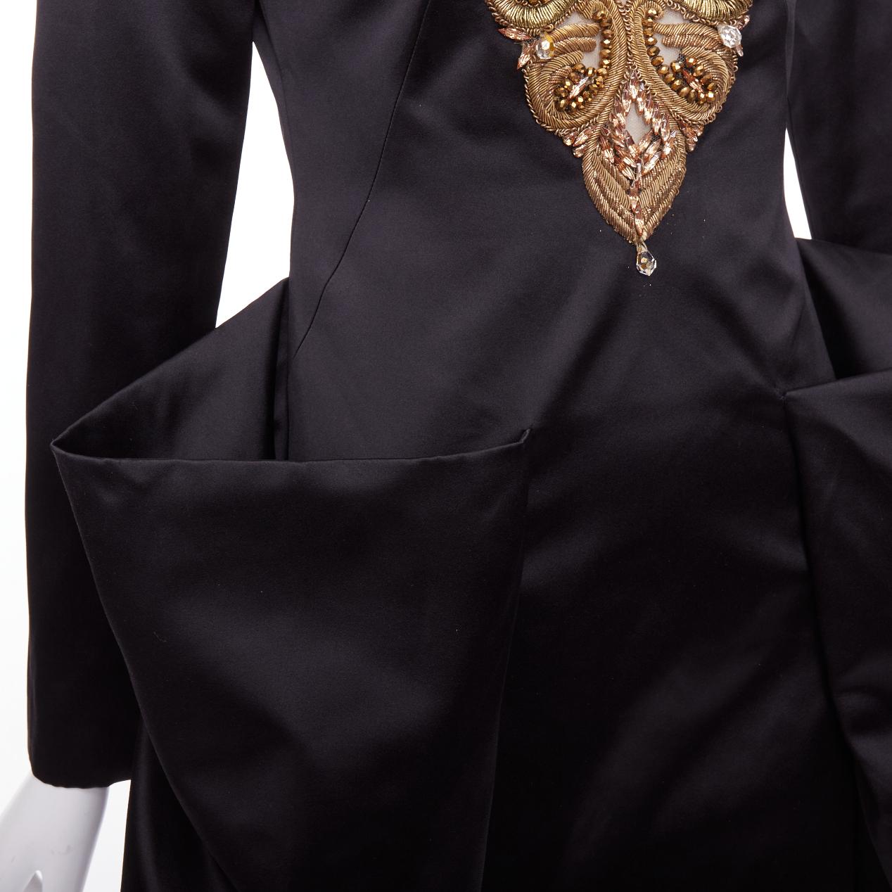 ALEXANDER MCQUEEN AW2010 Angels Demons black gold bead structural dress IT40 S For Sale 4