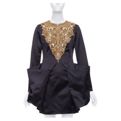 ALEXANDER MCQUEEN AW2010 Angels Demons black gold bead structural dress IT40 S