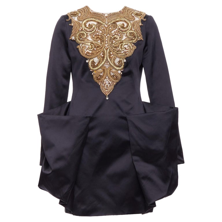 ALEXANDER MCQUEEN AW2010 Angels Demons black gold bead structural dress  IT40 S