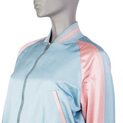 ALEXANDER MCQUEEN baby blue & pink EMBROIDERED Bomber Jacket 40