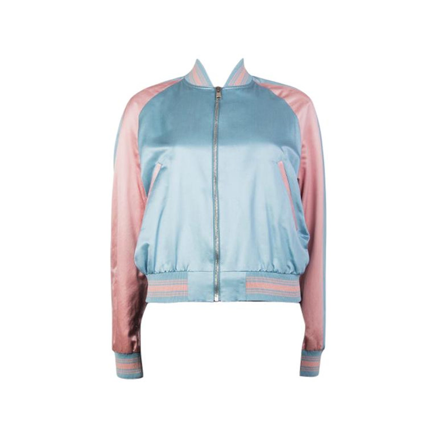 ALEXANDER MCQUEEN babyblaue and rosafarbene Bomberjacke mit Bändern 40 im  Angebot bei 1stDibs