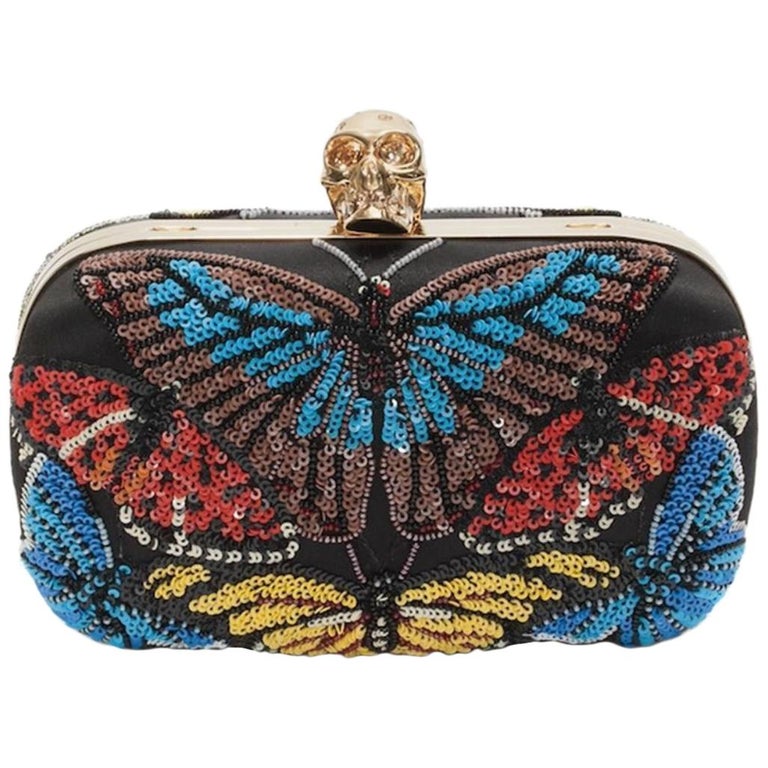 Alexander McQueen Beaded Butterfly Embroidered Classic Clutch Bag For