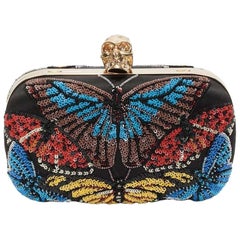 Alexander McQueen Beaded Butterfly Embroidered Classic Clutch Bag