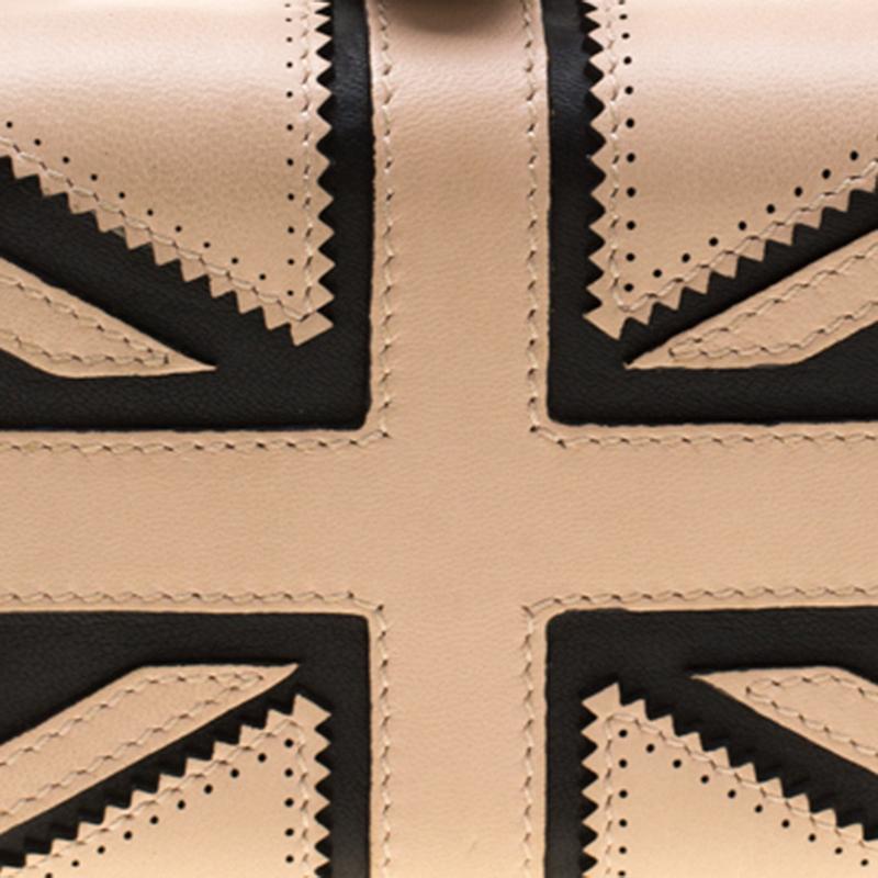 Alexander McQueen Beige/Black Leather Patchwork Britannia Skull Box Clutch 4