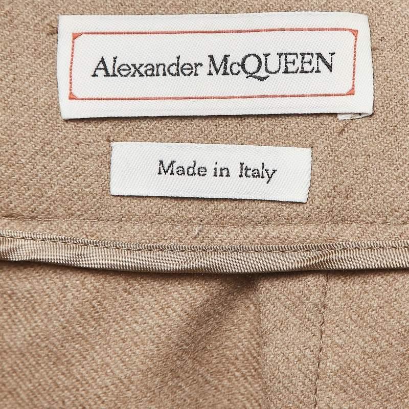 Women's Alexander McQueen Beige Camel Hair Tapered Trousers L
