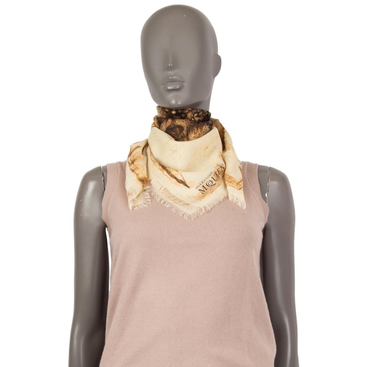 Beige ALEXANDER MCQUEEN beige cotton cashmere silk MOTH Scarf