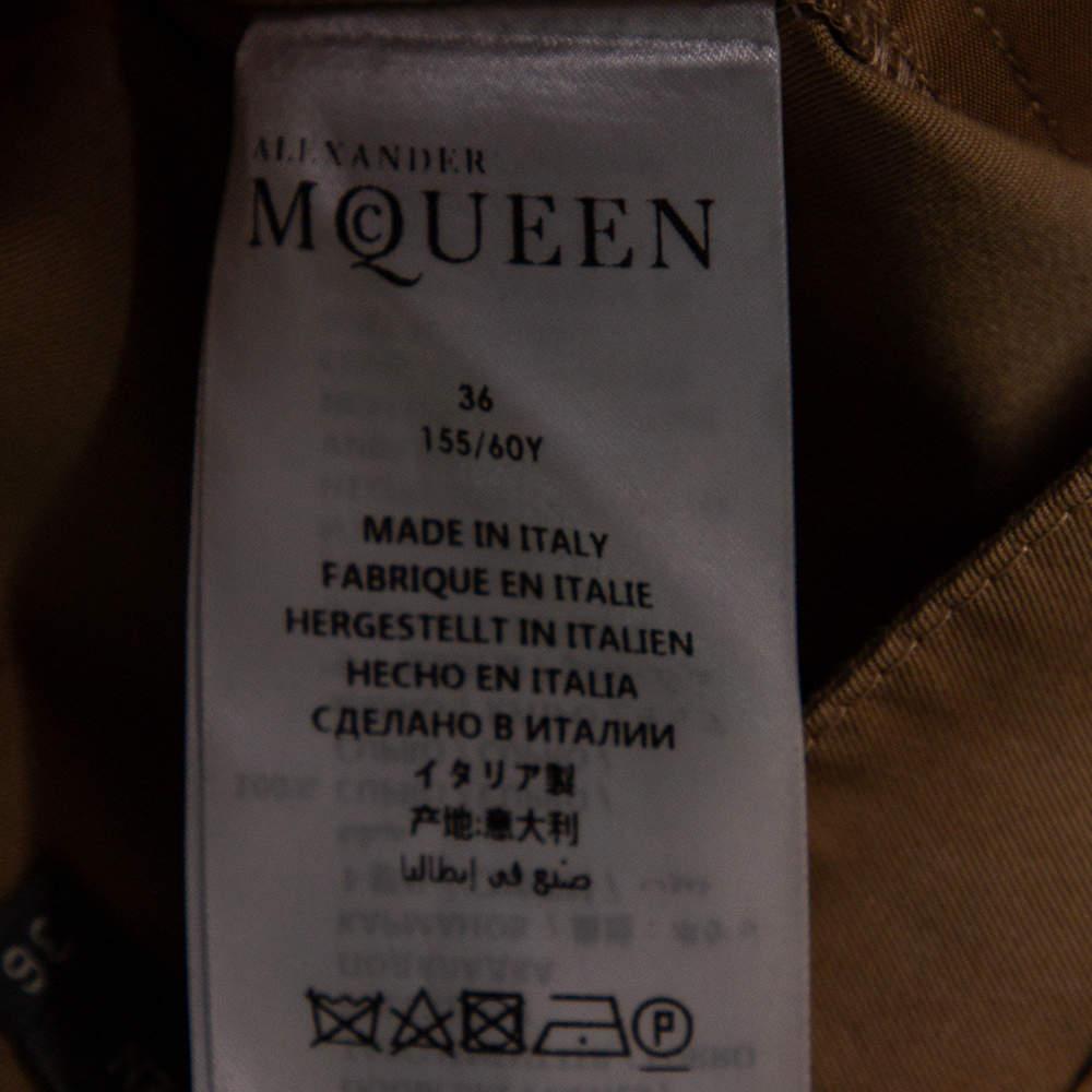 Alexander McQueen Beige Baumwoll-Papiertasche mit hoher Taille und hoher Taille XS Damen im Angebot