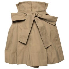 Alexander McQueen Beige Cotton Paper Bag Waisted High Rise Shorts XS