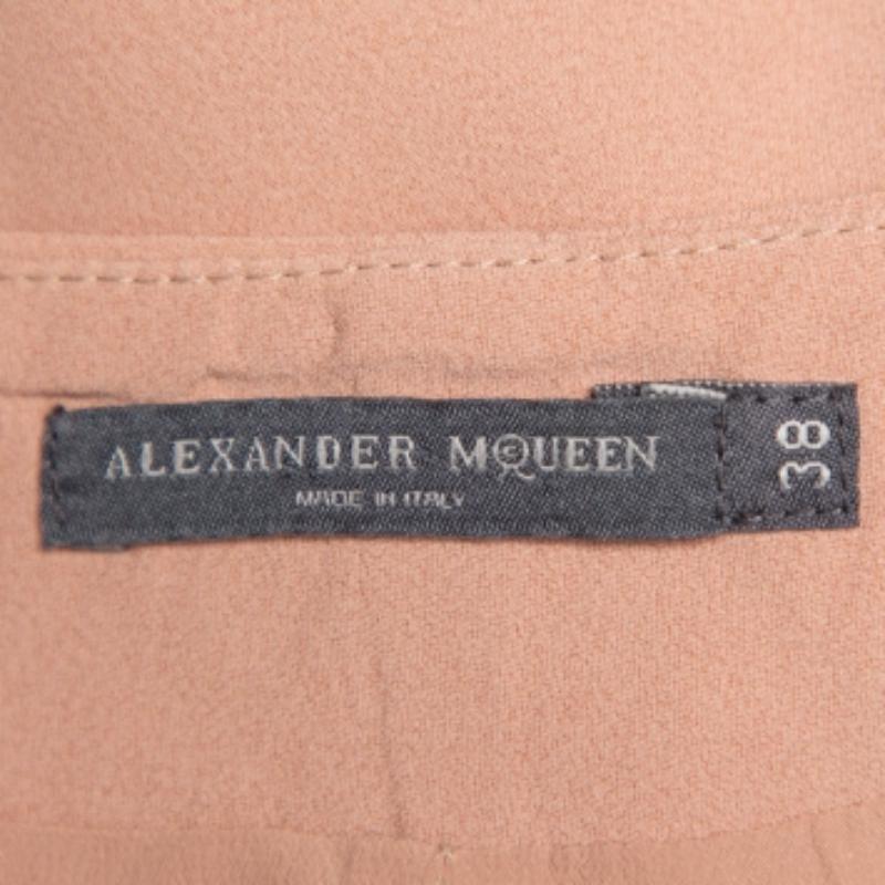 Alexander McQueen Beige Crepe Ruffle Mini Skirt S For Sale 1