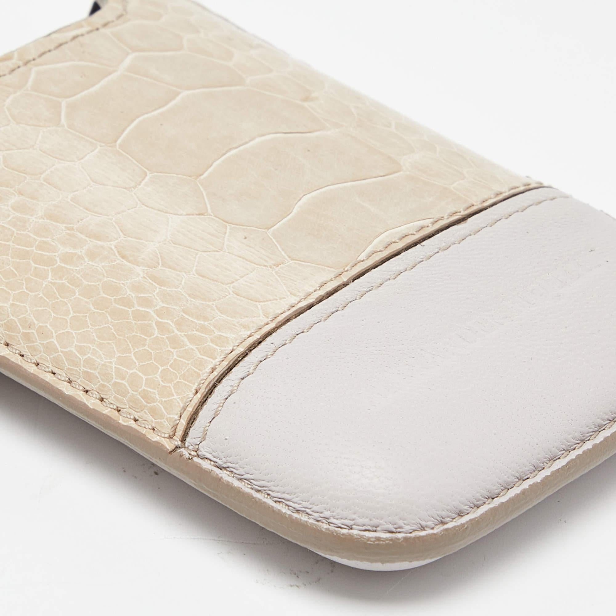 Alexander Mcqueen Beige Croc Embossed and Leather Phone Case For Sale 4