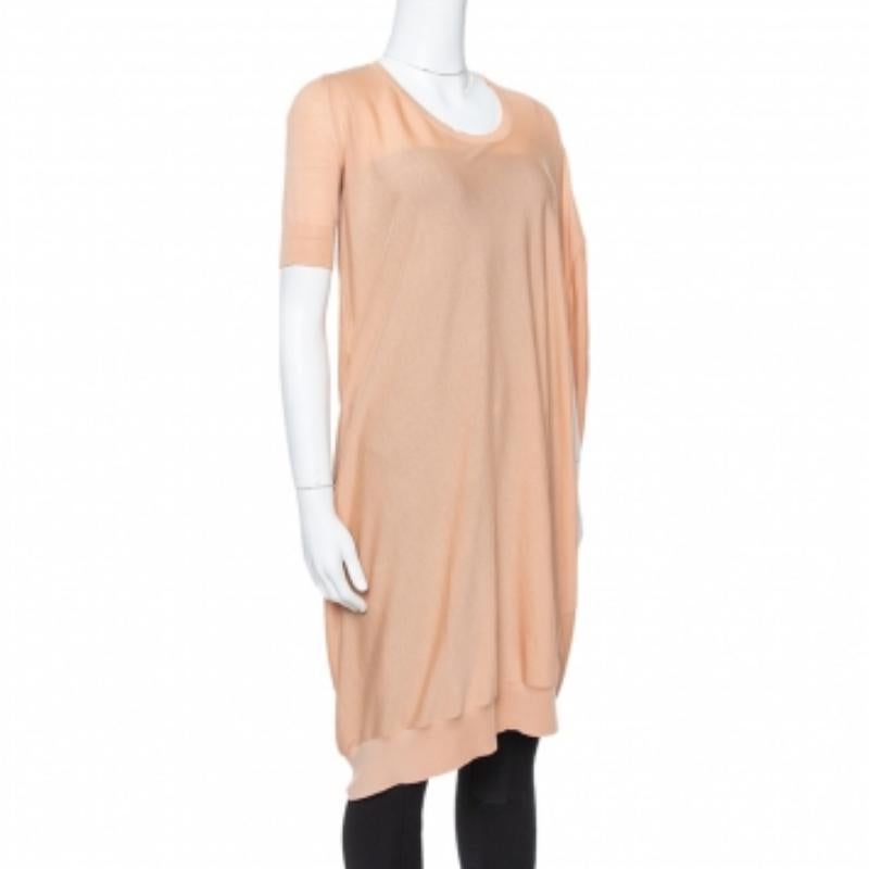 Alexander McQueen Beige Draped Knit Asymmetric Top S In Good Condition For Sale In Dubai, Al Qouz 2