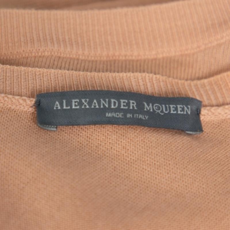 Alexander McQueen Beige Draped Knit Asymmetric Top S For Sale 1