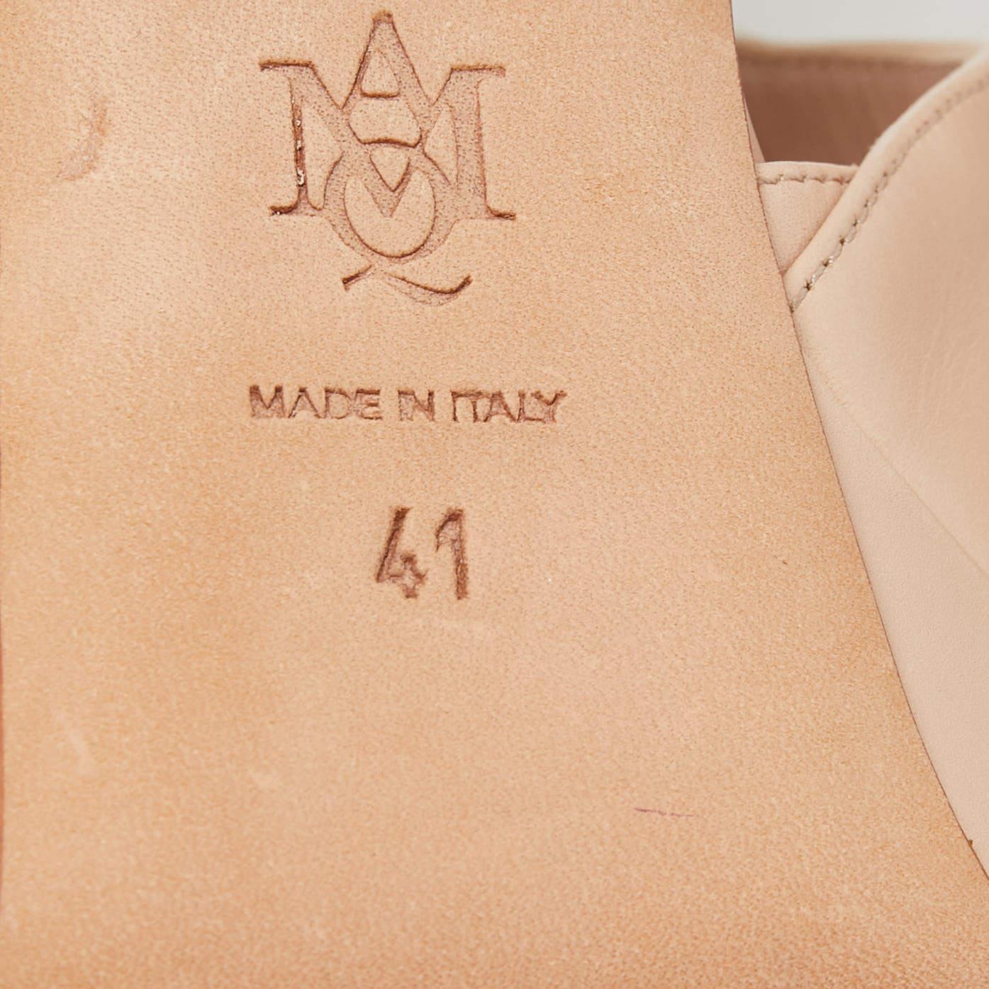 Women's Alexander McQueen Beige Leather Platform Ankle Strap Sandals Size 41