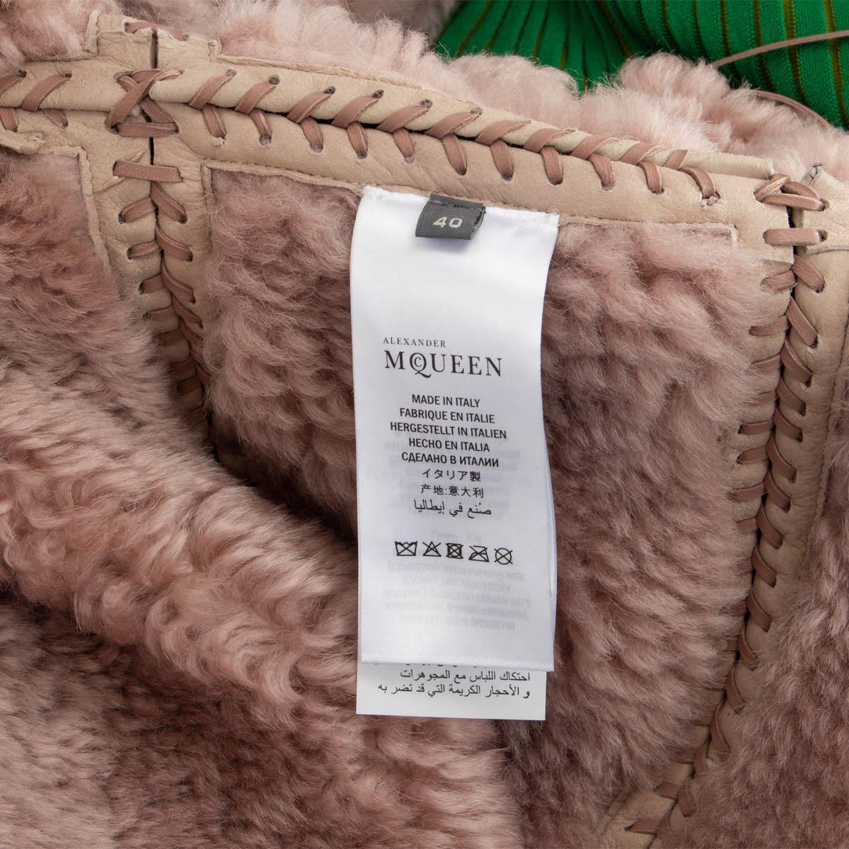 Women's ALEXANDER MCQUEEN beige & pink suede 2017 SHEARLING Coat Jacket 40 S For Sale