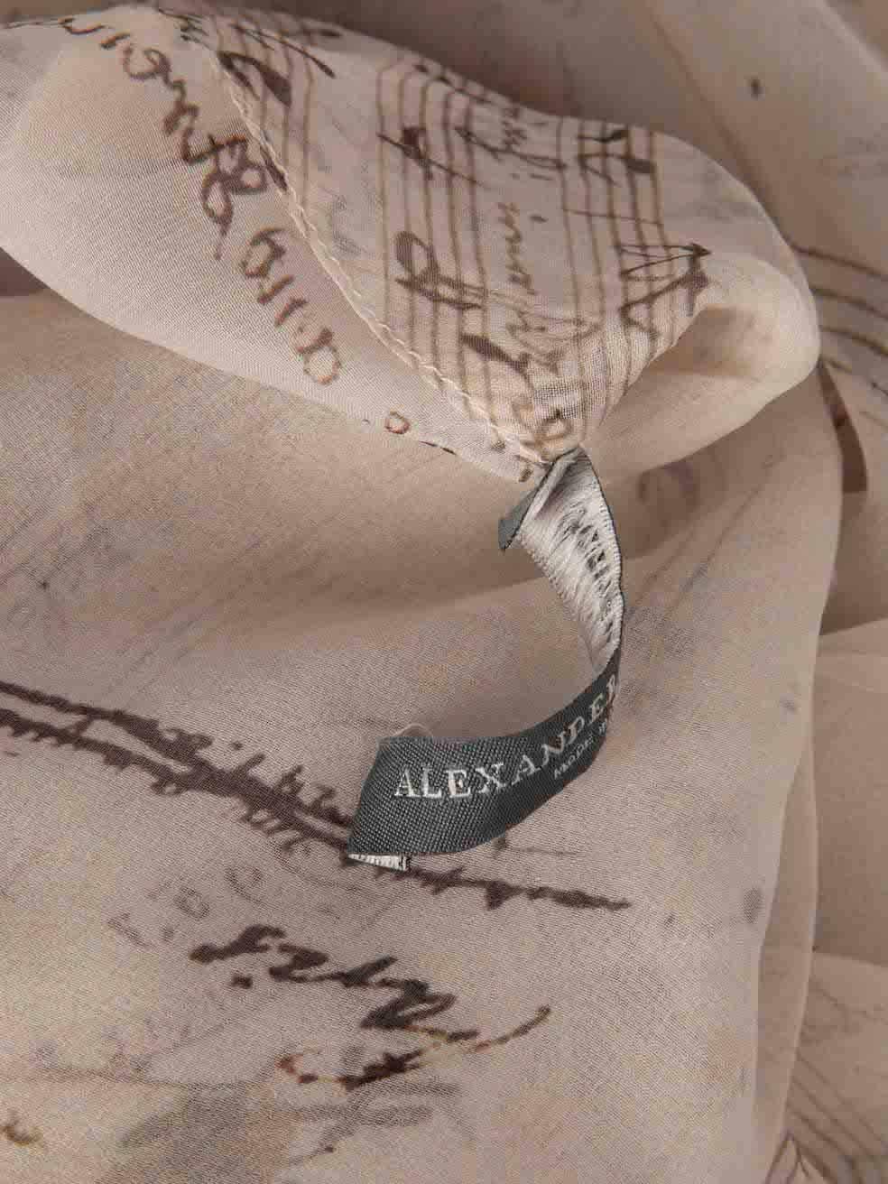 Women's Alexander McQueen Beige Sheer Music Print Blouse Size M