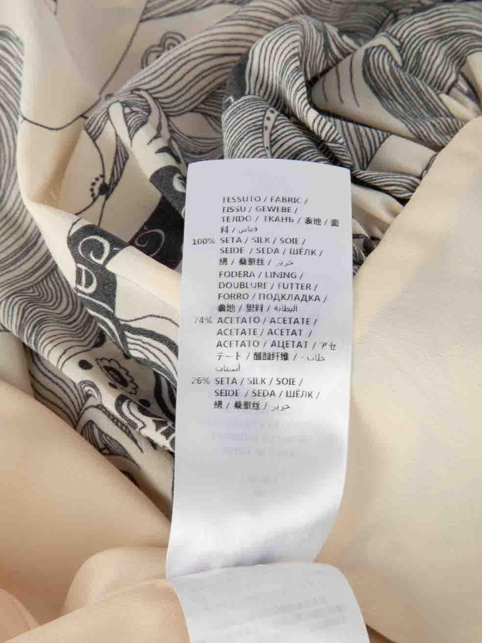 Alexander McQueen Beige Seide Eve bedrucktes Kleid mit Rüschen-Akzent Größe L Damen im Angebot
