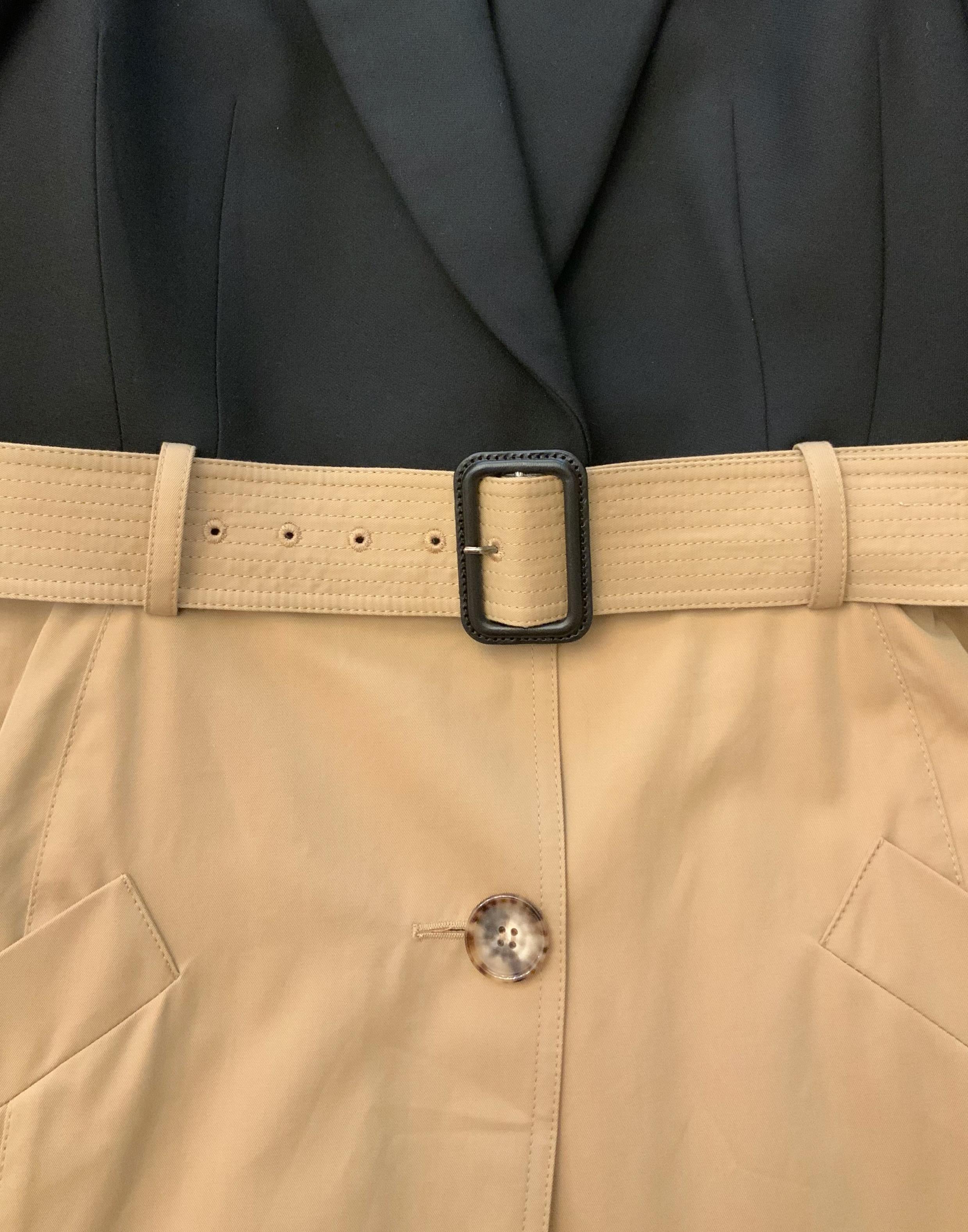 Alexander McQueen Belted Two-tone Cotton Coat 2