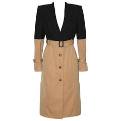 Alexander McQueen Belted Two-tone Cotton Coat