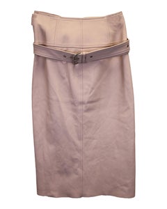 Alexander McQueen Belted Wrap Skirt in Pastel Pink Lambskin Leather