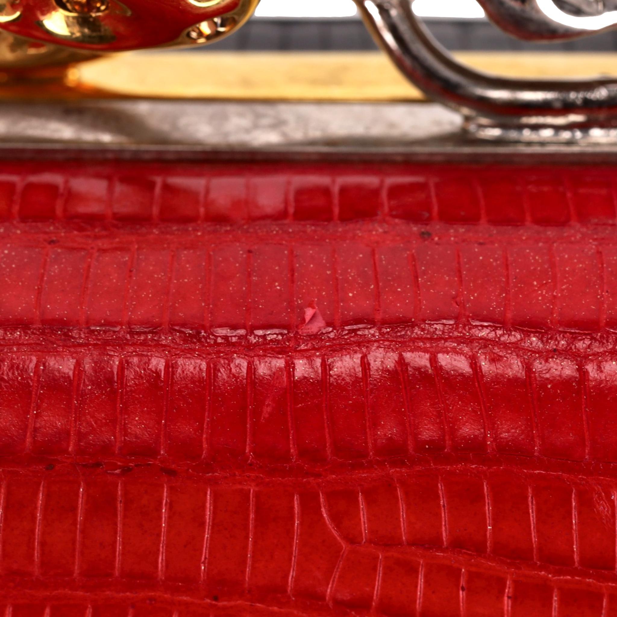 Alexander McQueen - Pochette en lézard bicolore avec têtes de mort en cristal Swarovski en vente 5