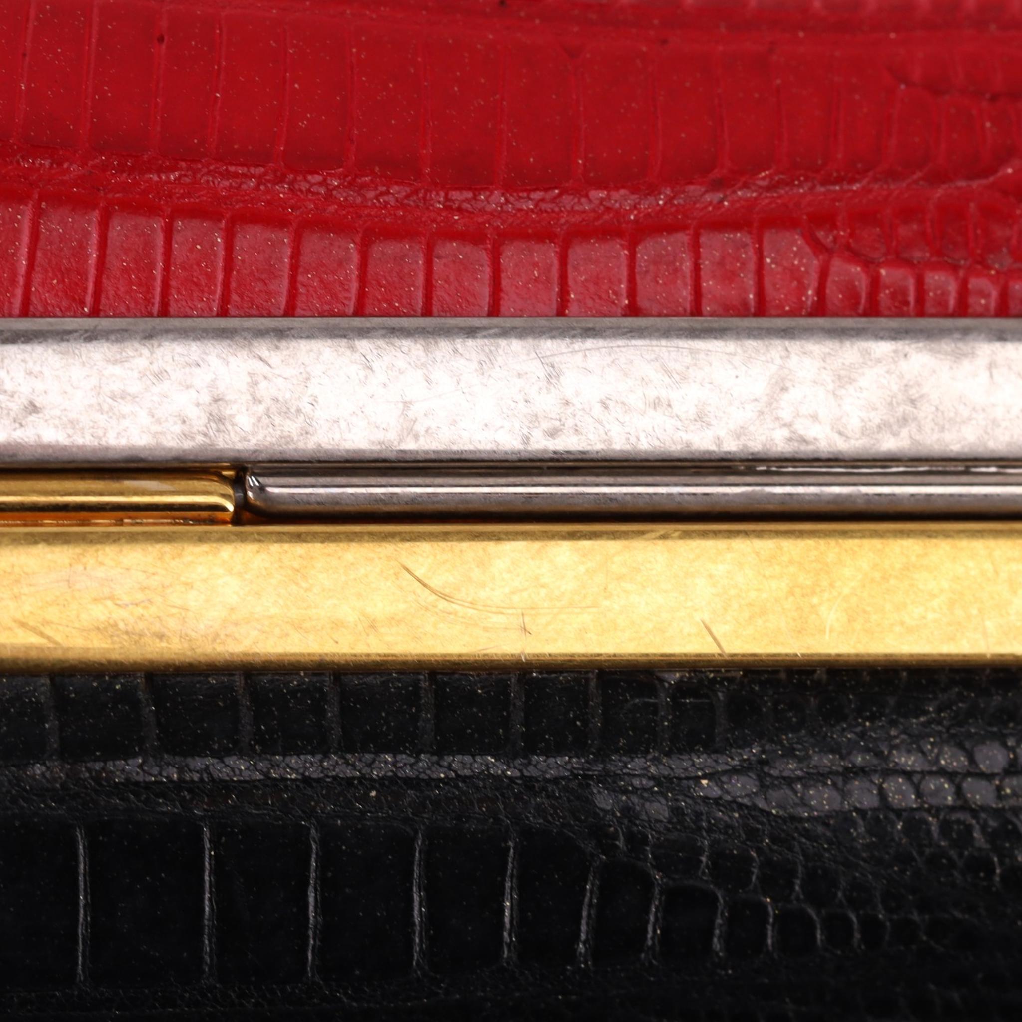 Alexander McQueen - Pochette en lézard bicolore avec têtes de mort en cristal Swarovski en vente 6