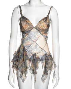 Alexander McQueen bias-cut patchwork silk top, ss 2003