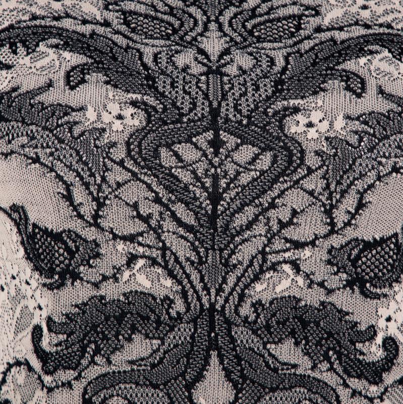 Gray Alexander McQueen Bicolor Spine Lace Jacquard Knit Crop Top S