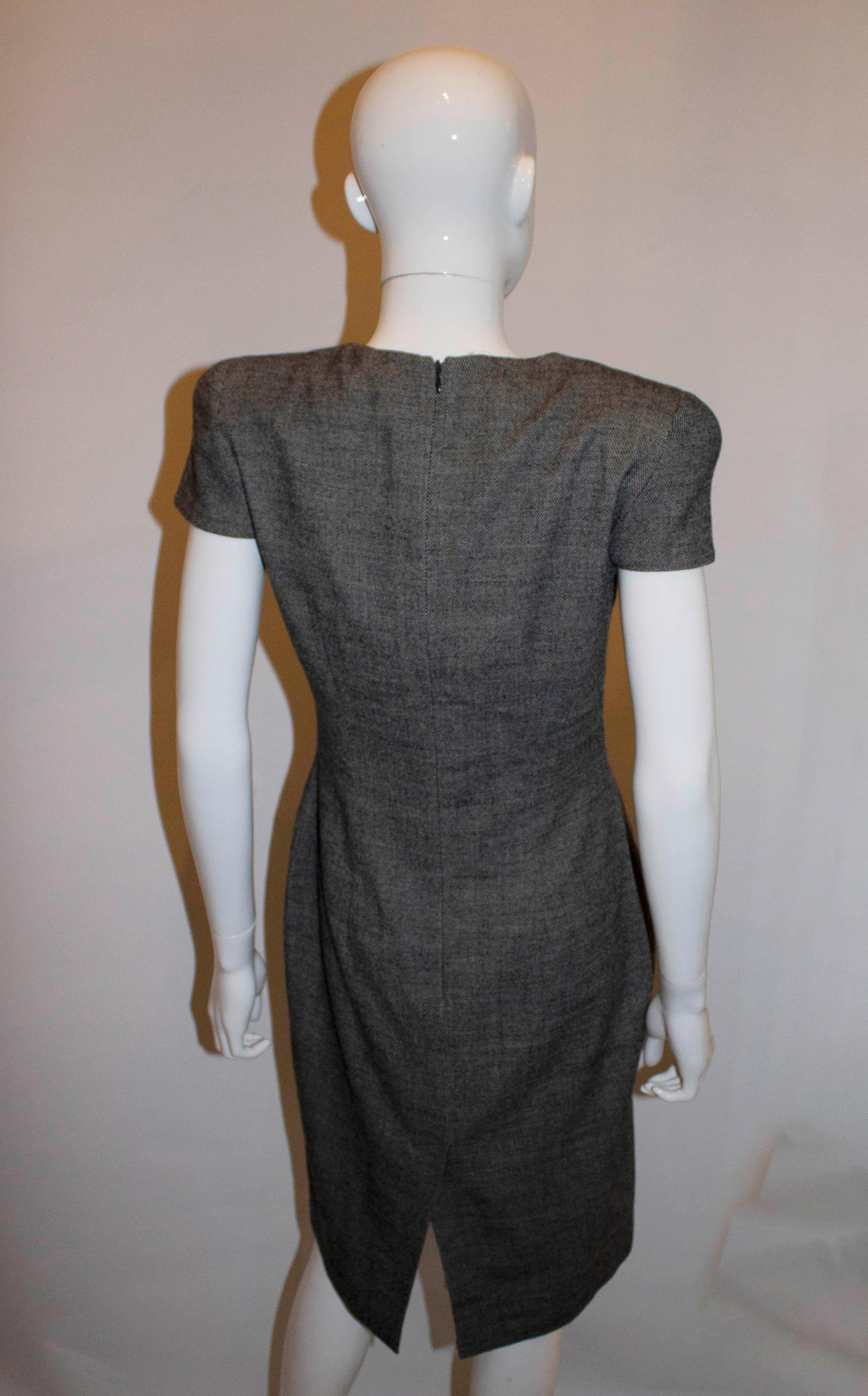 Black Alexander McQueen Birdseye Wool Day Dress For Sale