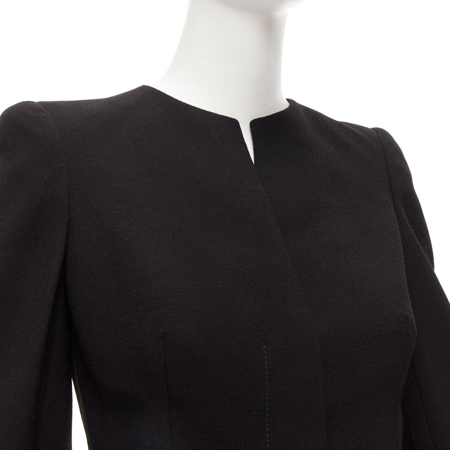 ALEXANDER MCQUEEN black 100% wool cropped sleeve peplum jacket IT38 XS For Sale 4