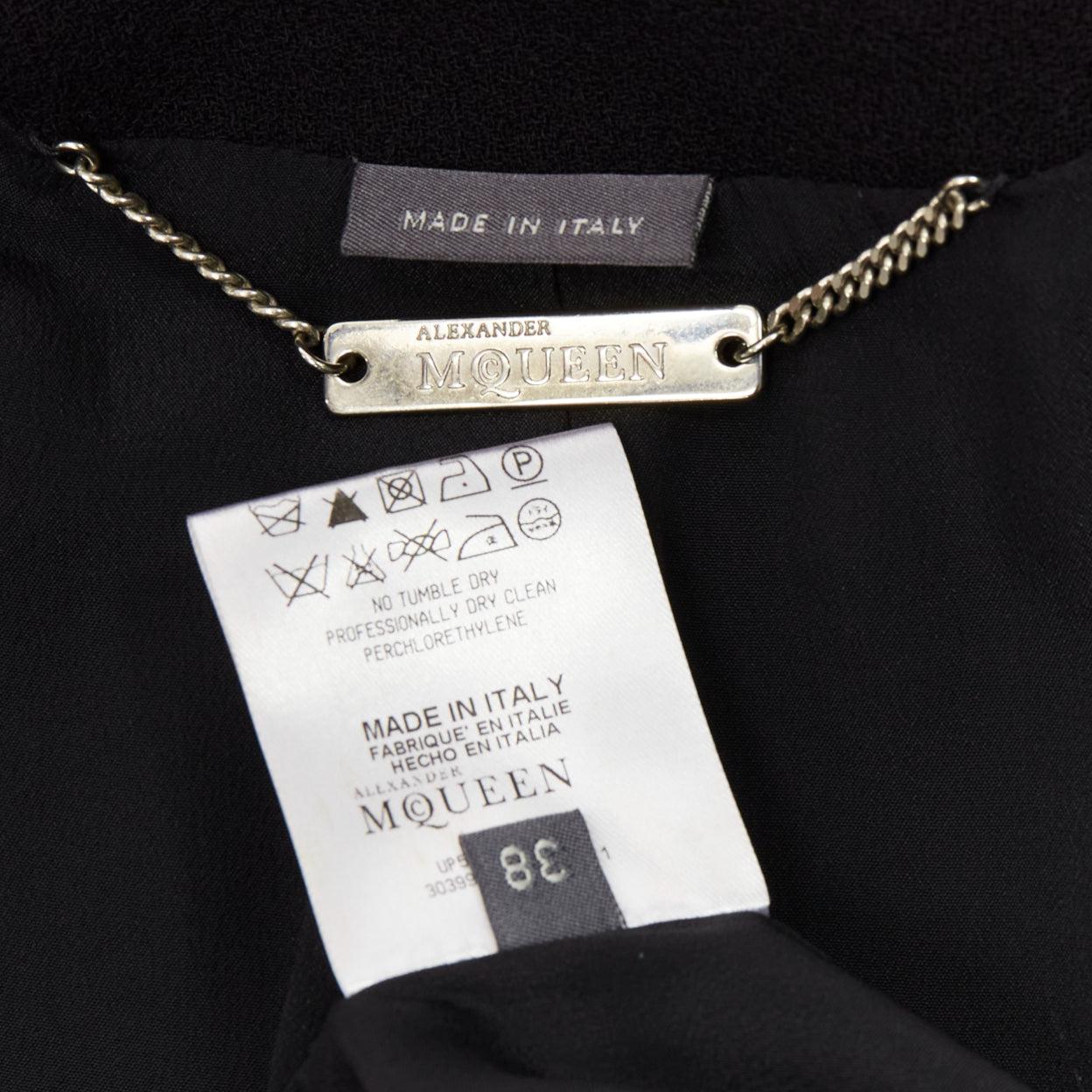 ALEXANDER MCQUEEN black 100% wool cropped sleeve peplum jacket IT38 XS For Sale 4
