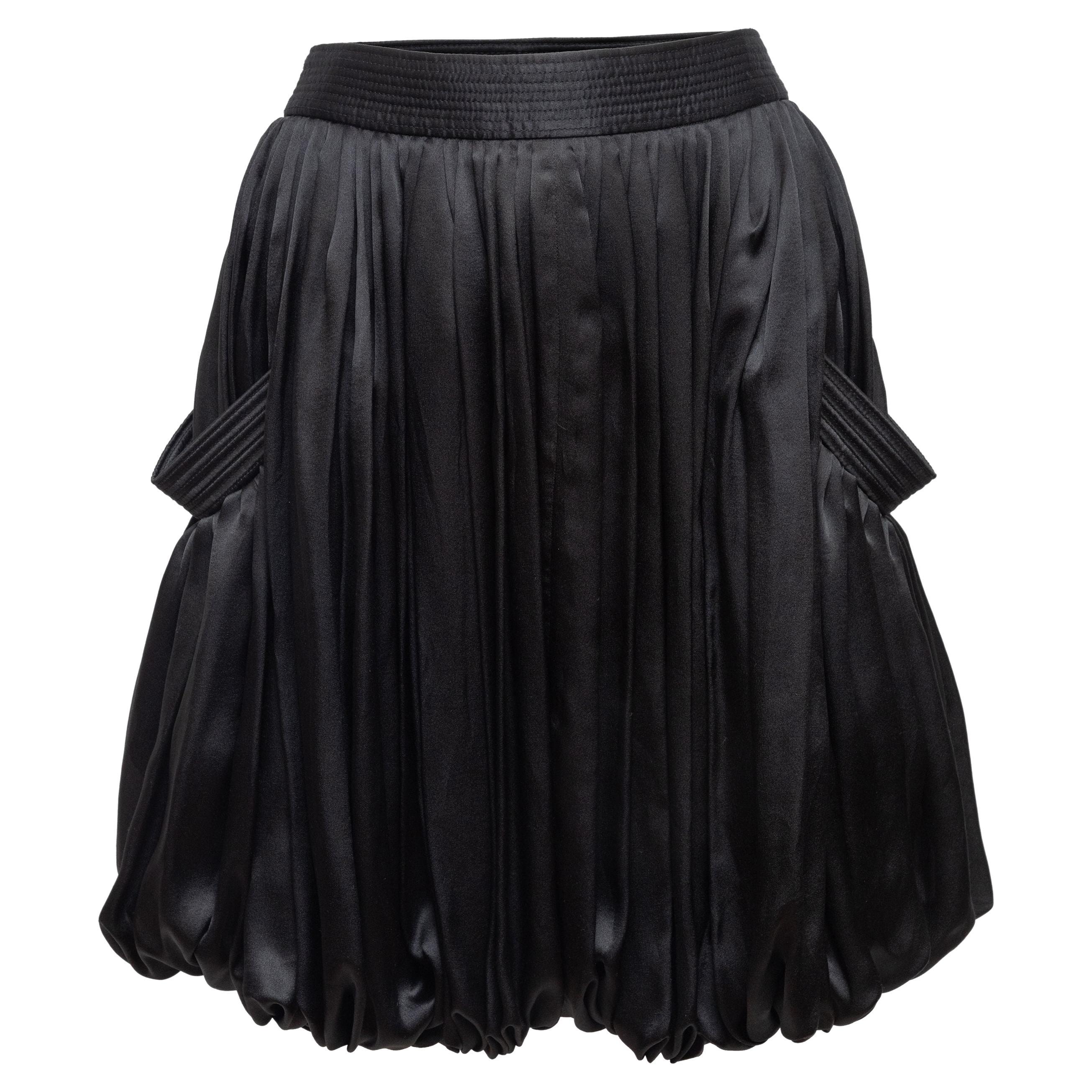 Alexander McQueen Black 2007 Silk Bubble Hem Skirt