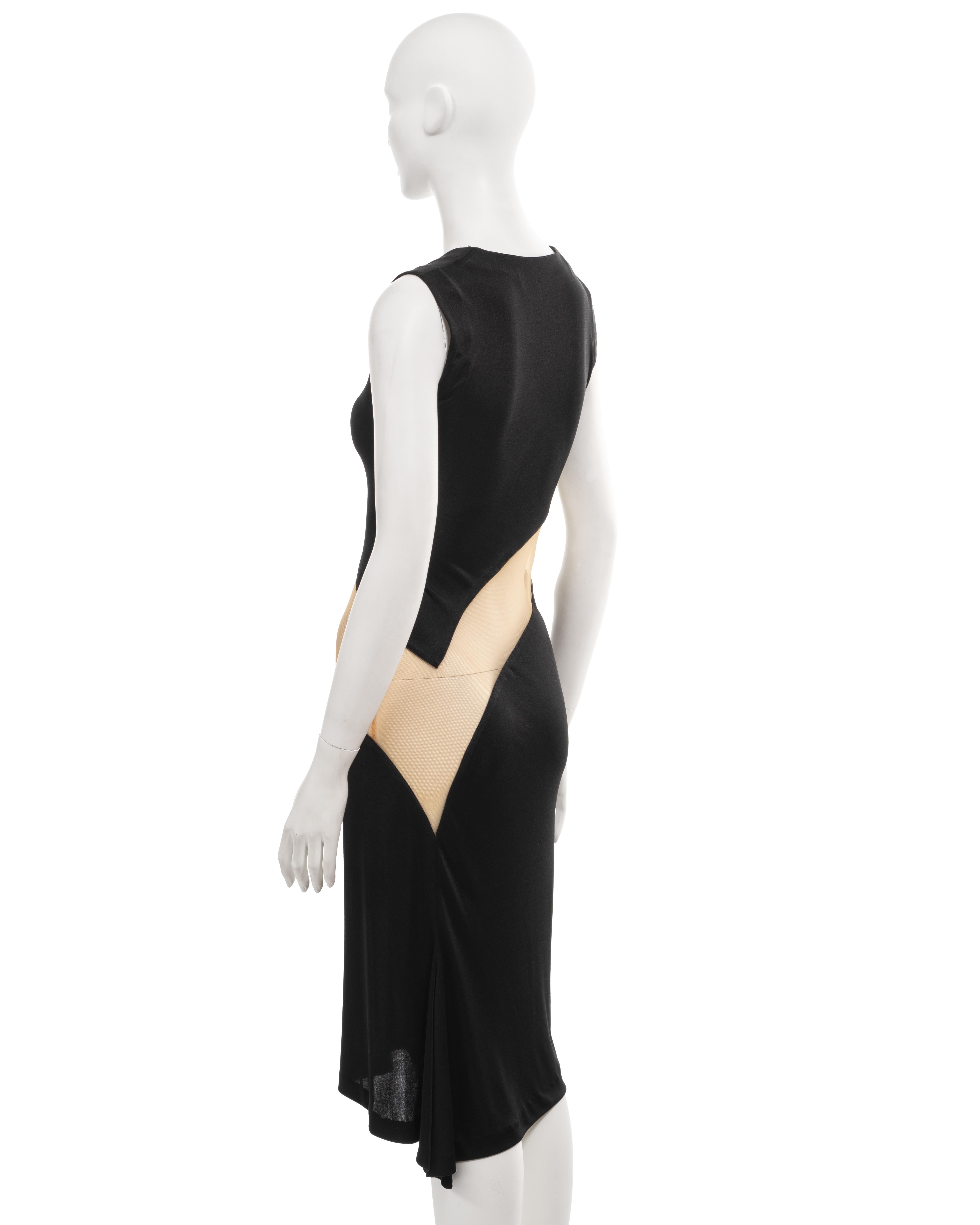 Alexander McQueen black acetate jersey dress with nude mesh insert, ss 1996 For Sale 5