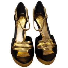 Alexander McQueen Black and Gold Shoes