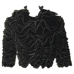 Alexander McQueen Black and Ivory White Knit Ruffle Frill Cardigan Jacket
