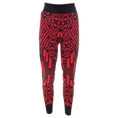 Alexander McQueen Black and Red Printed Knit Jogger Pants S