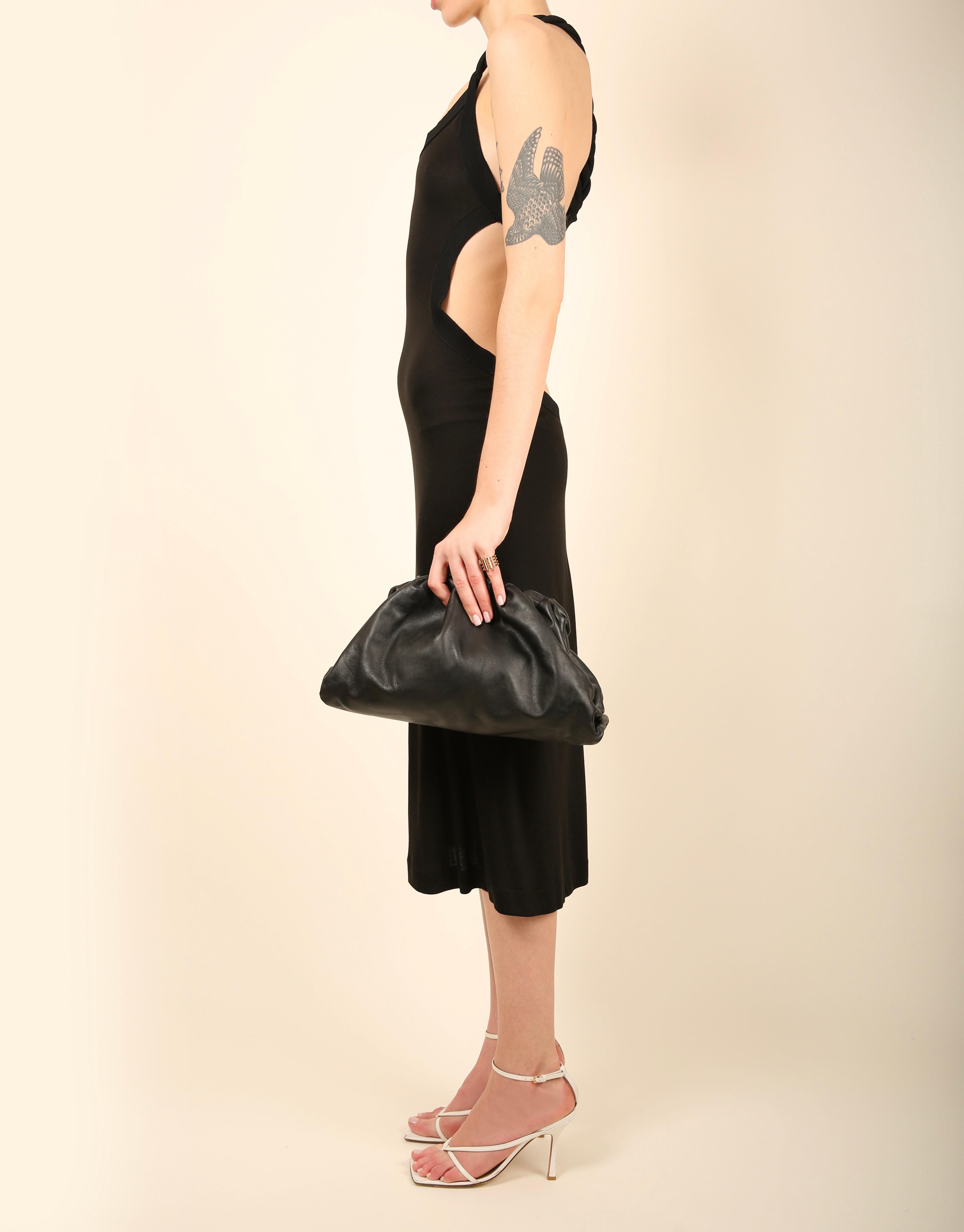Alexander McQueen black backless stretch midi cut out dress For Sale 1
